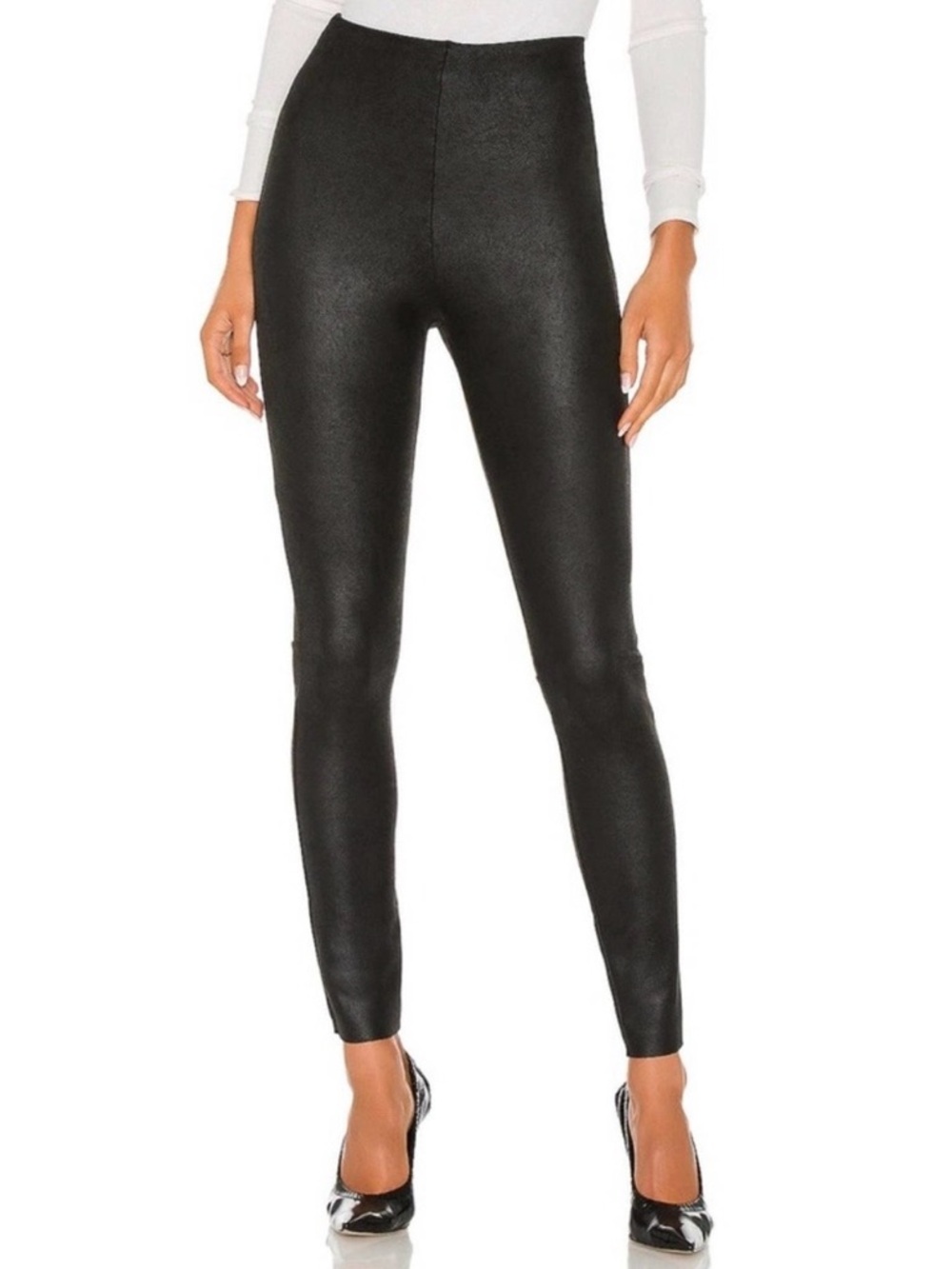 Revolve Commando Faux Suede Black Hi-Rise Compression Pull-On Leggings Size M